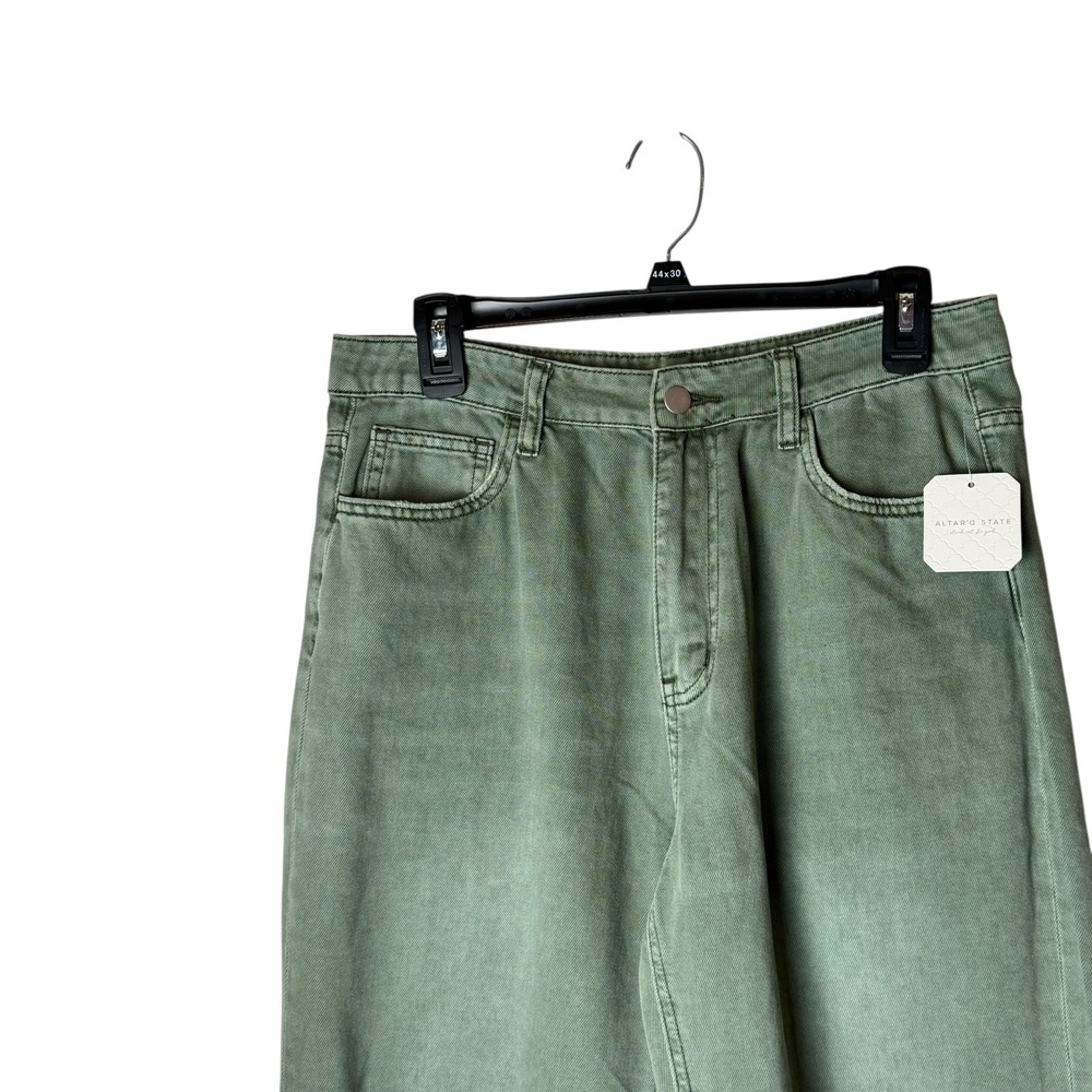Altard State Jeans Women 29 Olive Green Distressed Wide Leg Crop Pants NWT - Picture 4 of 13